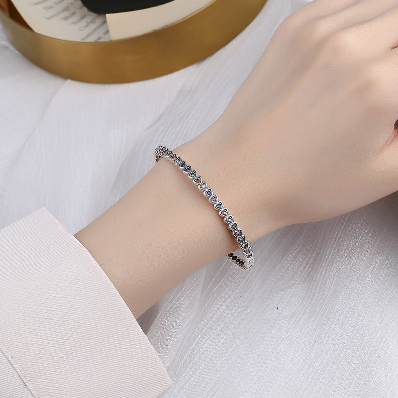 S925 Sterling Silver Love Bracelet for Women – Retro Punk Style