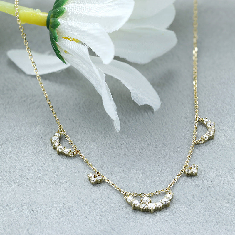 S925 Silver Plated 14k Gold Zircon Hollow Necklace