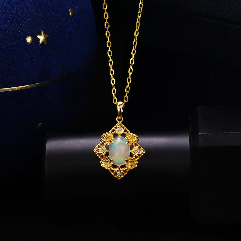 Original Bead Edged Hollow Diamond Pendant Egg Shaped Necklace