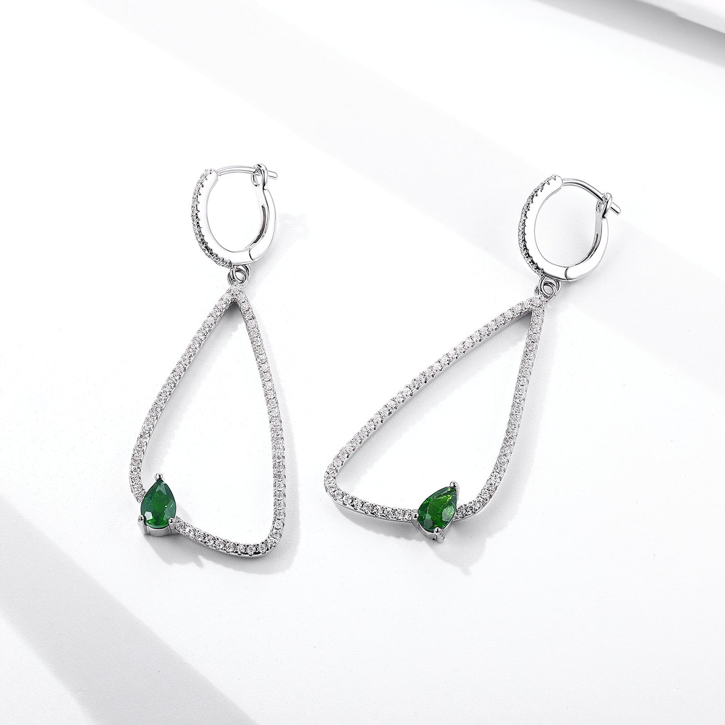 Fashion Earrings Women's Full Body S925 Silver Inlaid Natural Diopside