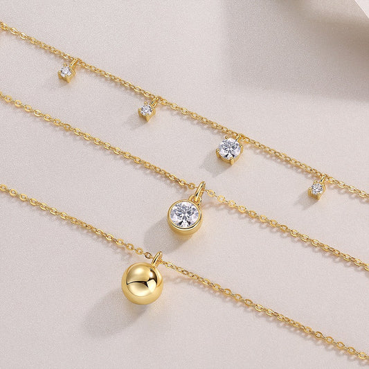 1ct Moissanite Pendant Necklace – S925 Silver, Gold Plated