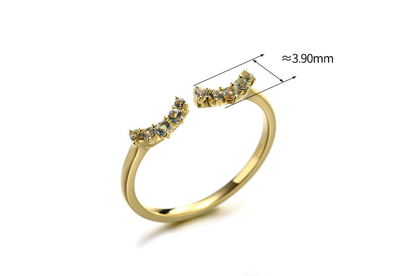Silver Lash Curved Open Zircon Ring for Women