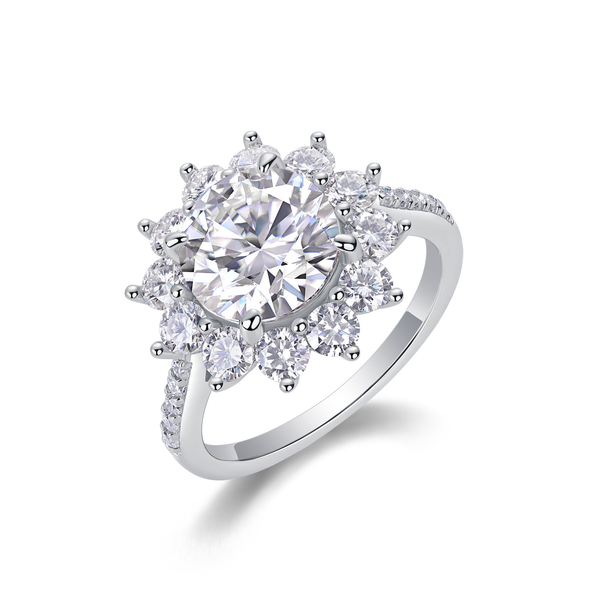 Luxury 3CT Moissanite Sunflower Ring – S925 Silver