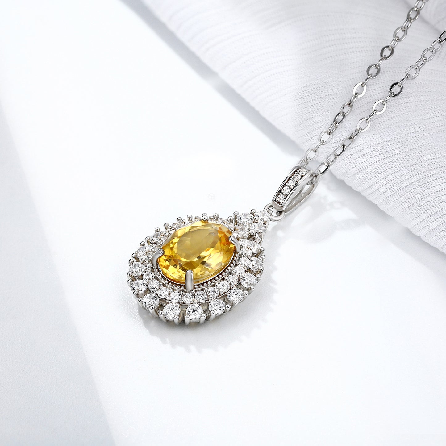 S925 Silver Natural Topaz Pendant Necklace for Women