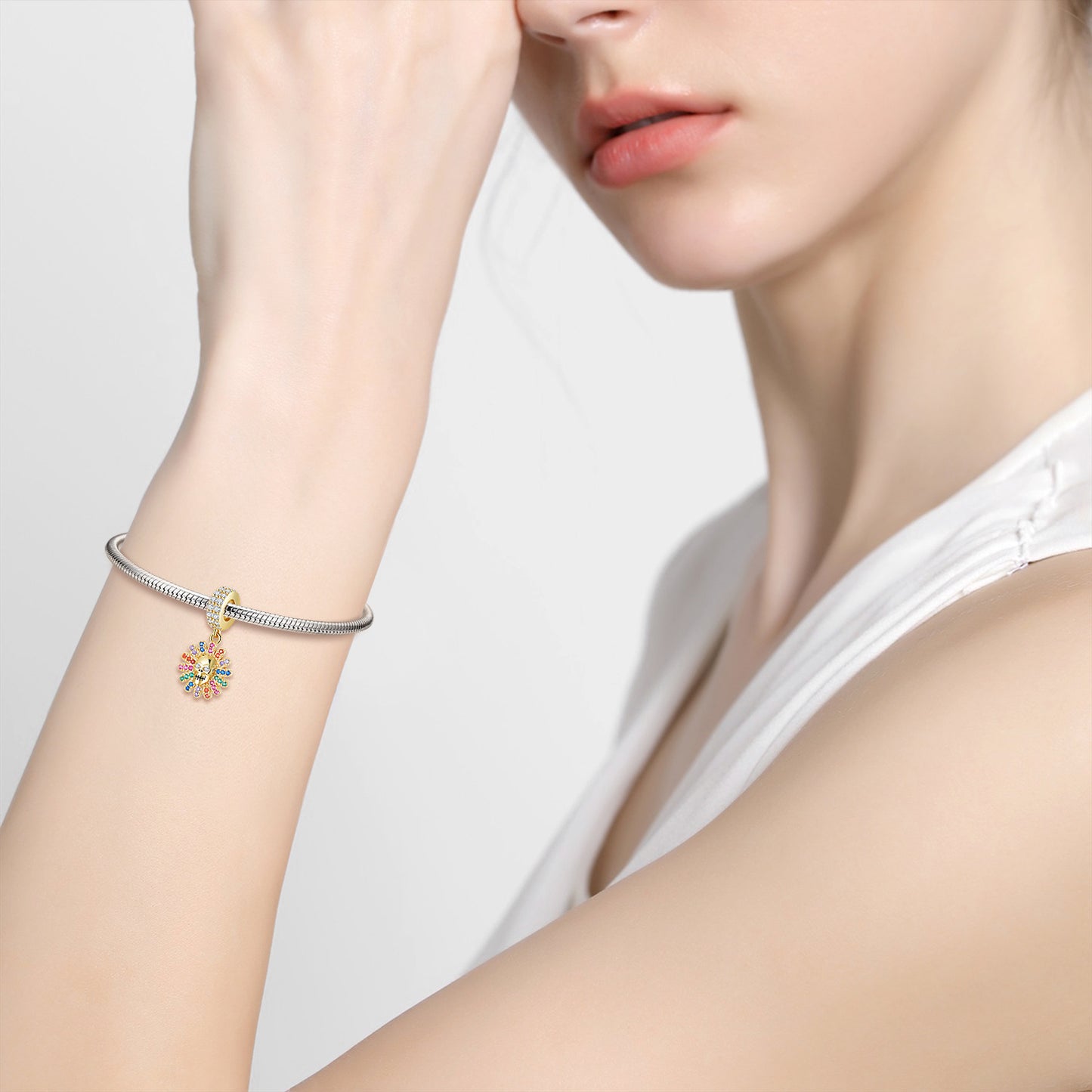 Sunflower Skull Beads 925 Silver Pendant Female Bracelet Diy Accessories