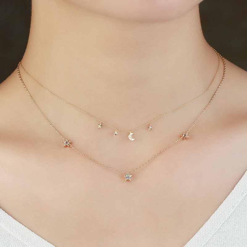 Sterling Silver Gold Plated Fashion Sequin Double Layer