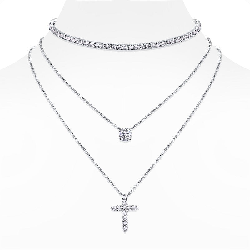 Moissanite Jewelry Set – Necklace & Chain (S925 Silver, Platinum Plated)