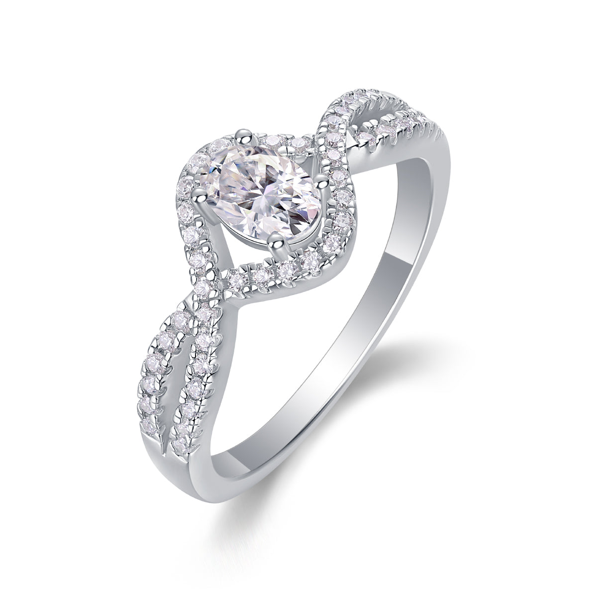 Alice in Wonderland – Moissanite Wedding Ring (S925 Silver, Platinum Plated)
