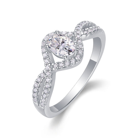 Alice in Wonderland – Moissanite Wedding Ring (S925 Silver, Platinum Plated)