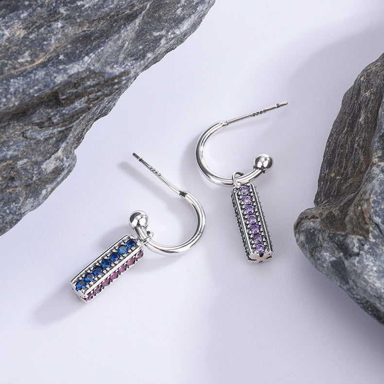 Long S925 Sterling Silver Colorful Earrings for Women