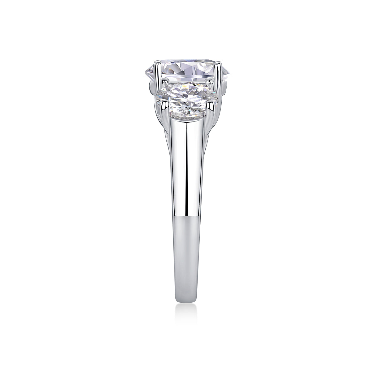 Three Lives of Fortune – 3ct Moissanite Wedding Ring (S925 Silver, Platinum Plated)