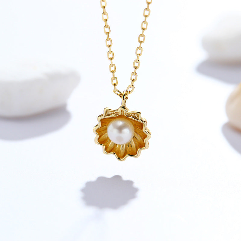 Natural Shell & Freshwater Pearl Frosted Necklace