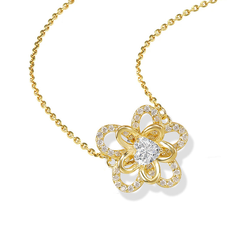 S925 Sterling Silver Sunflower Necklace for Women