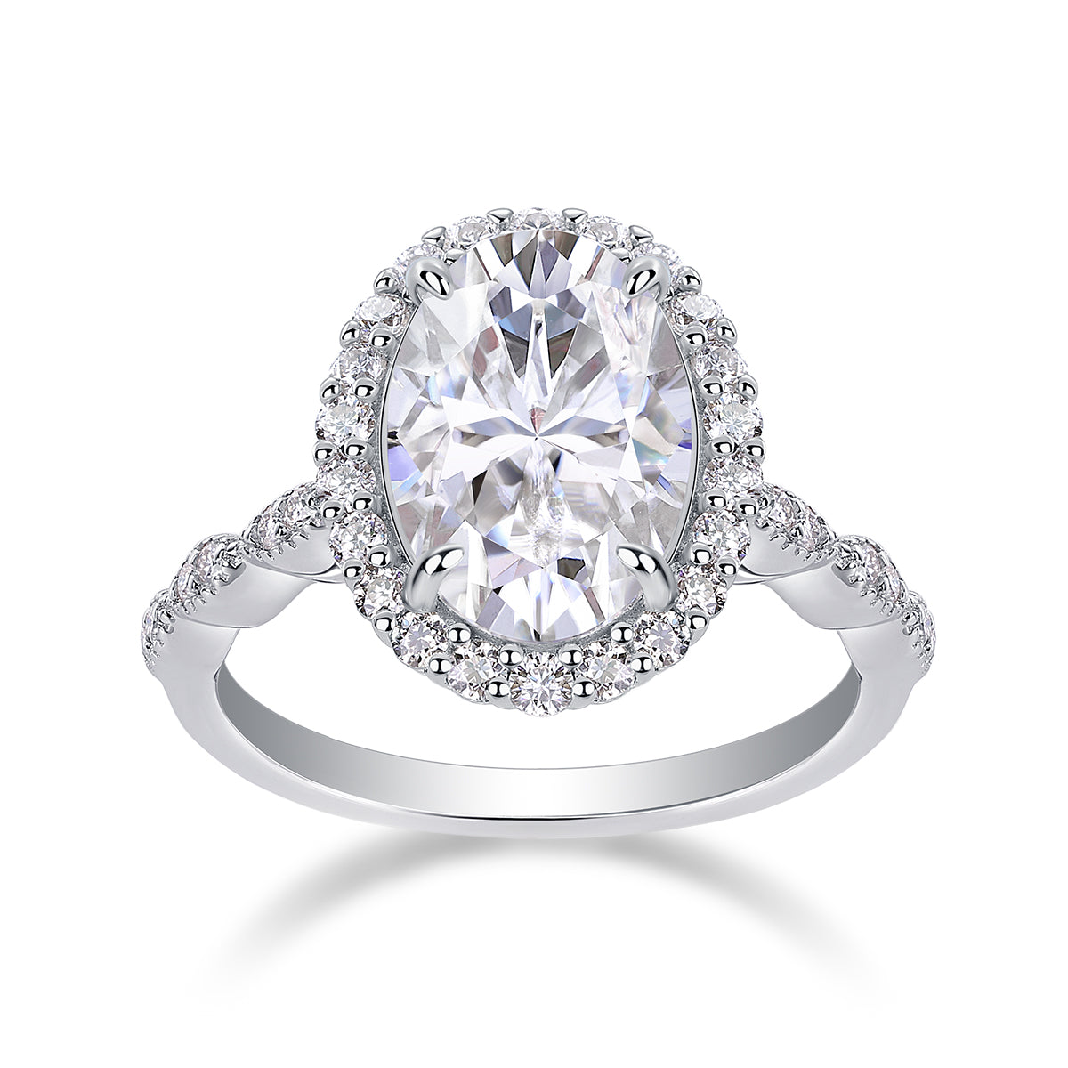 Luxury Oval Moissanite Wedding Ring – S925 Silver