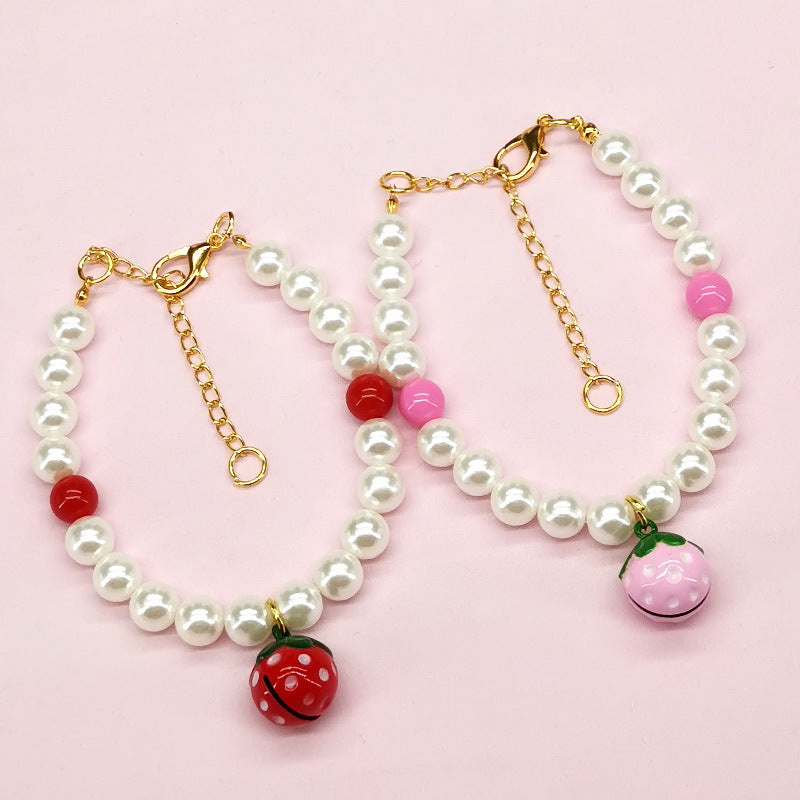 Pet Pearl Necklace with Bell – Love Design Cat & Dog Accessory