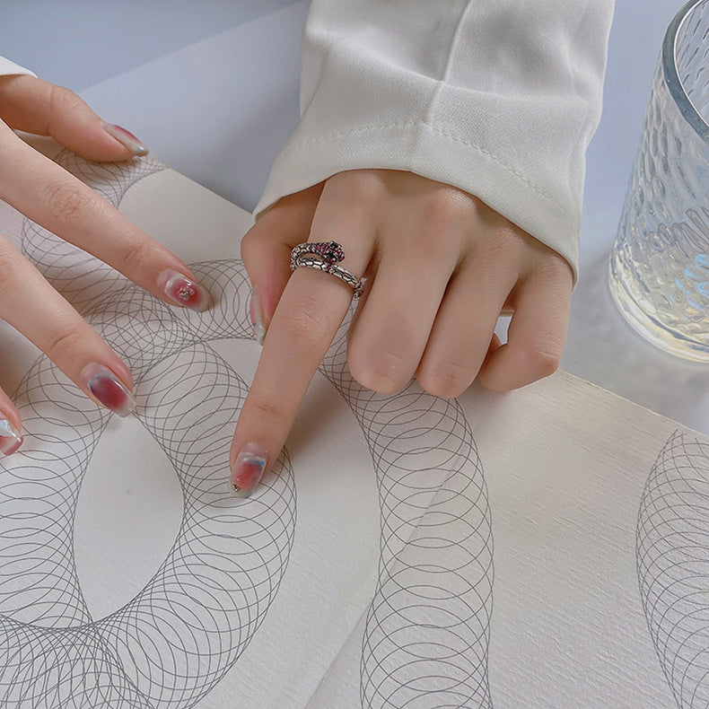 Vintage Personality Snake Shaped Geometric Ring Exaggerated Style