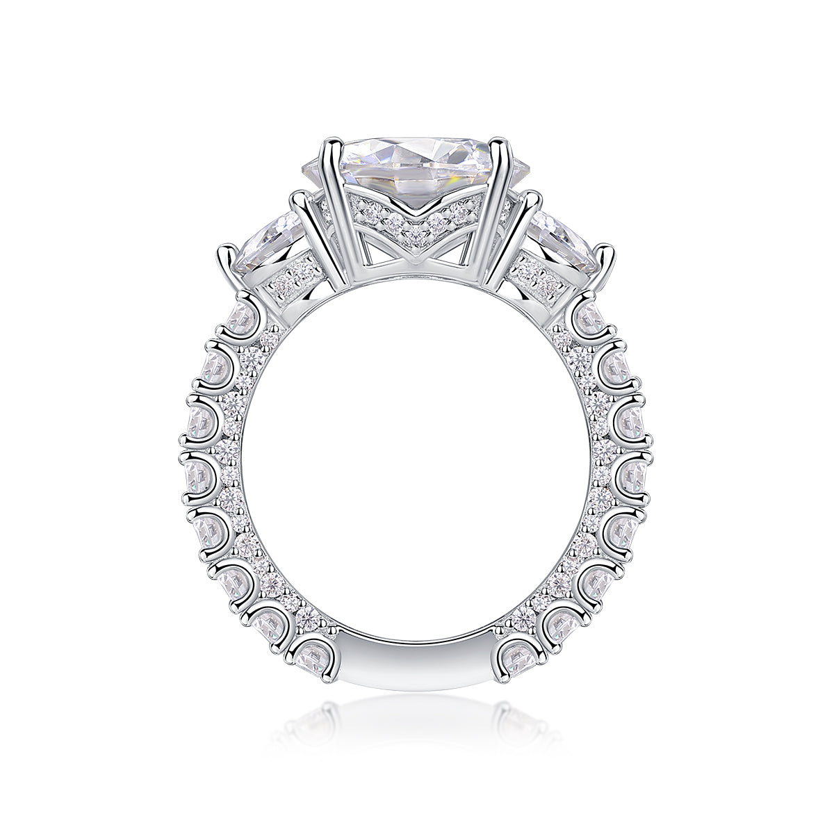 Luxury 5CT Three-Stone Moissanite Ring – S925 Silver