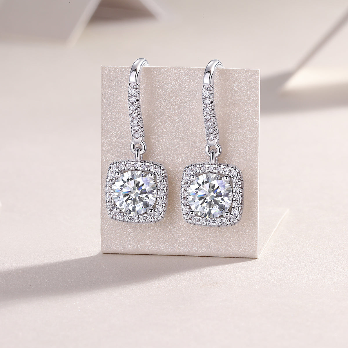 Moissanite Stud Earrings – S925 Silver, Platinum Plated