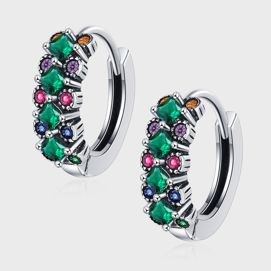 S925 Sterling Silver Green Zircon Stud Earrings