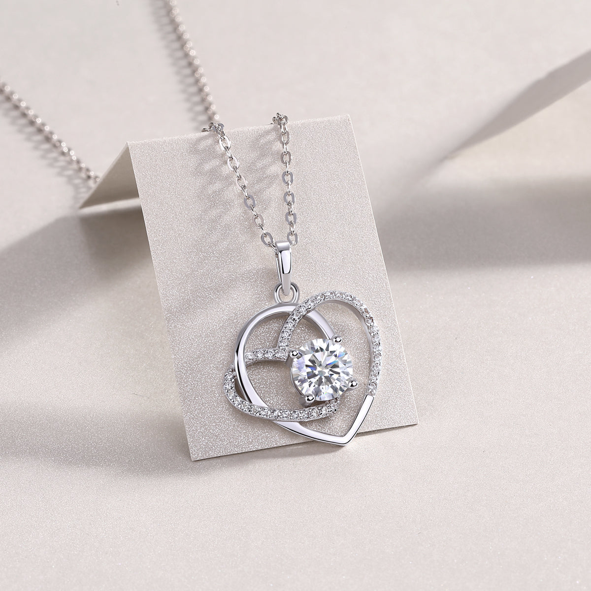 Luxury Heart Moissanite Pendant Necklace – S925 Silver