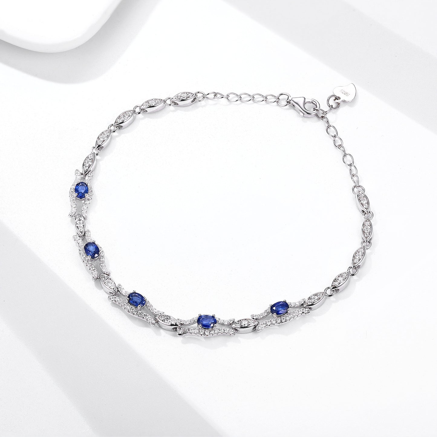 S925 Silver Natural Sapphire Bracelet for Women