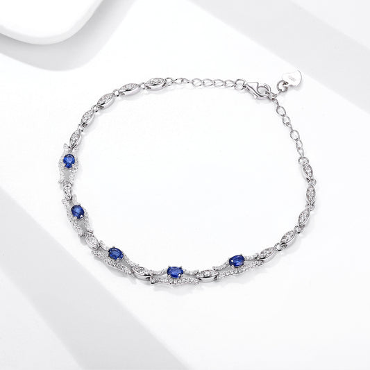 S925 Silver Natural Sapphire Bracelet for Women