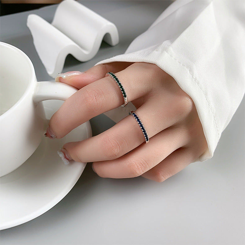 S925 Sterling Silver Overlapping Diamond Ring