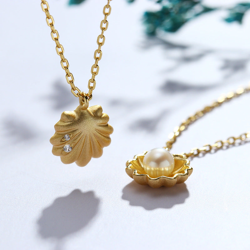Natural Shell & Freshwater Pearl Frosted Necklace