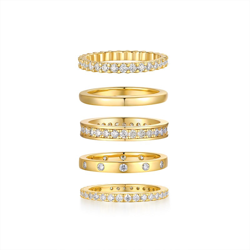 Luxury Golden Star Moissanite Ring – S925 Gold Plated