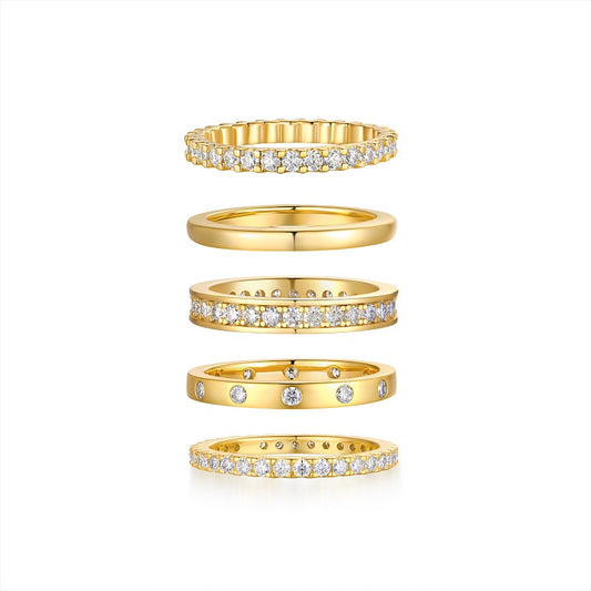 Luxury Golden Star Moissanite Ring – S925 Gold Plated