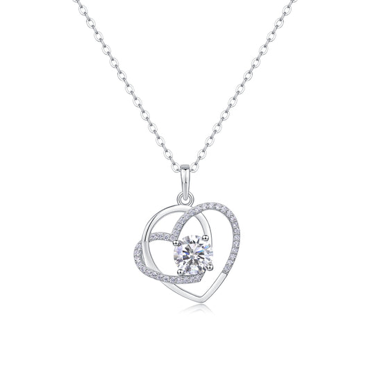 Luxury Heart Moissanite Pendant Necklace – S925 Silver
