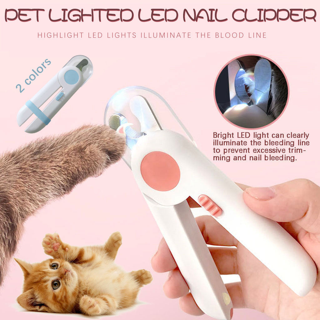 LED Pet Nail Clippers – Safe Stainless Steel Nail Trimmer with Non-Slip Handle for Dogs & Cats