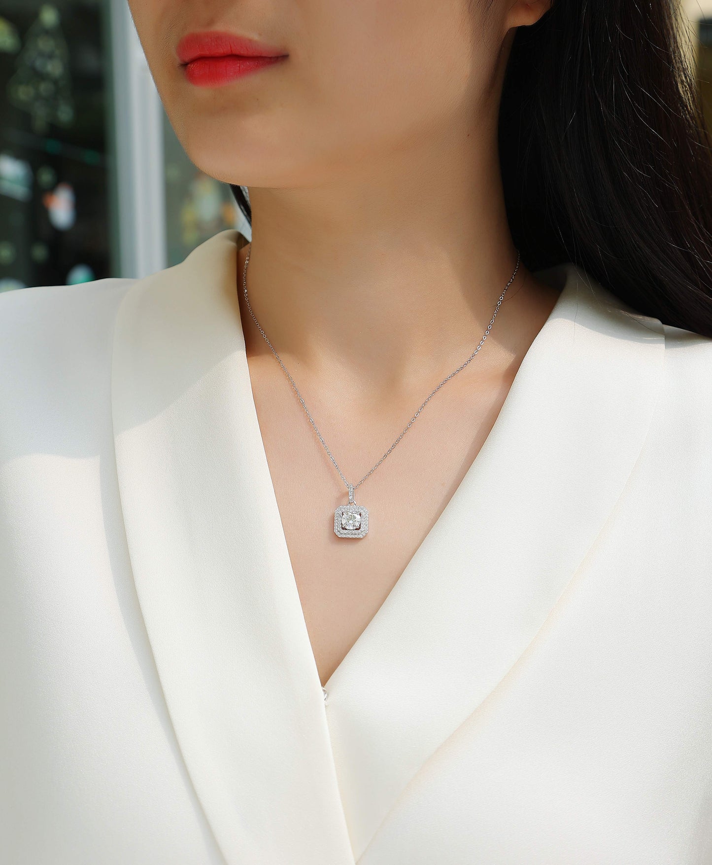 Sugar Diamond – Moissanite Pendant Necklace (S925 Silver, Platinum Plated)