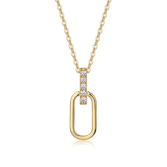 Light & Shadow Geometry – Moissanite Pendant Necklace (S925 Silver, Gold Plated)