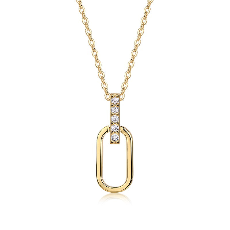 Light & Shadow Geometry – Moissanite Pendant Necklace (S925 Silver, Gold Plated)