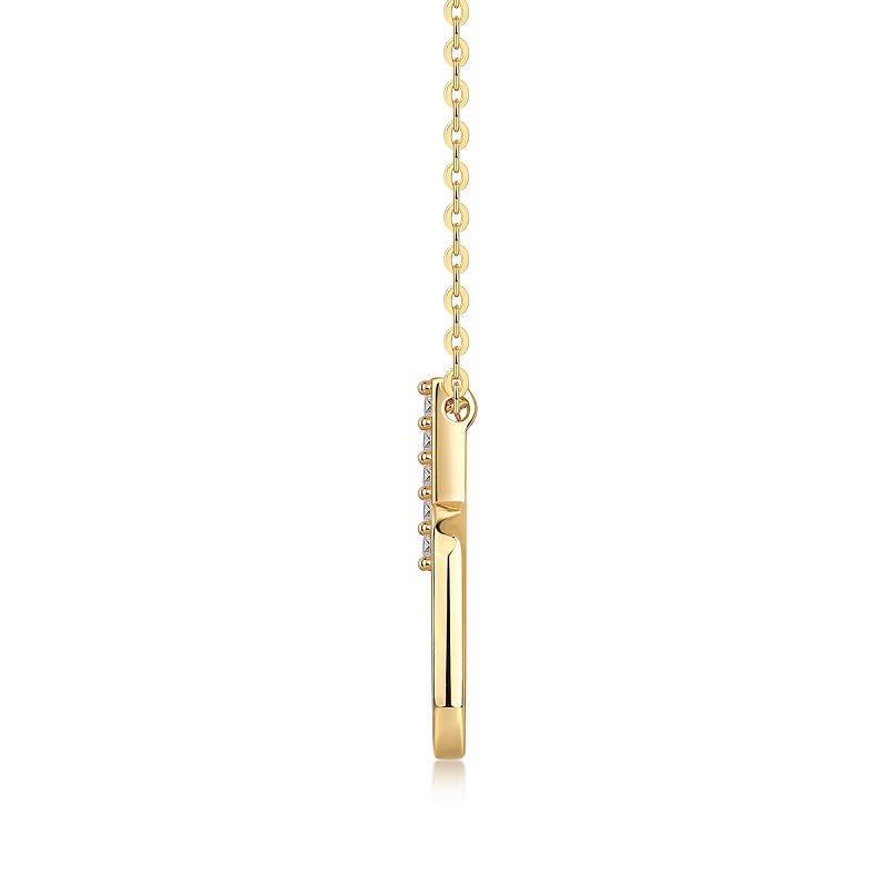 Light & Shadow Geometry – Moissanite Pendant Necklace (S925 Silver, Gold Plated)