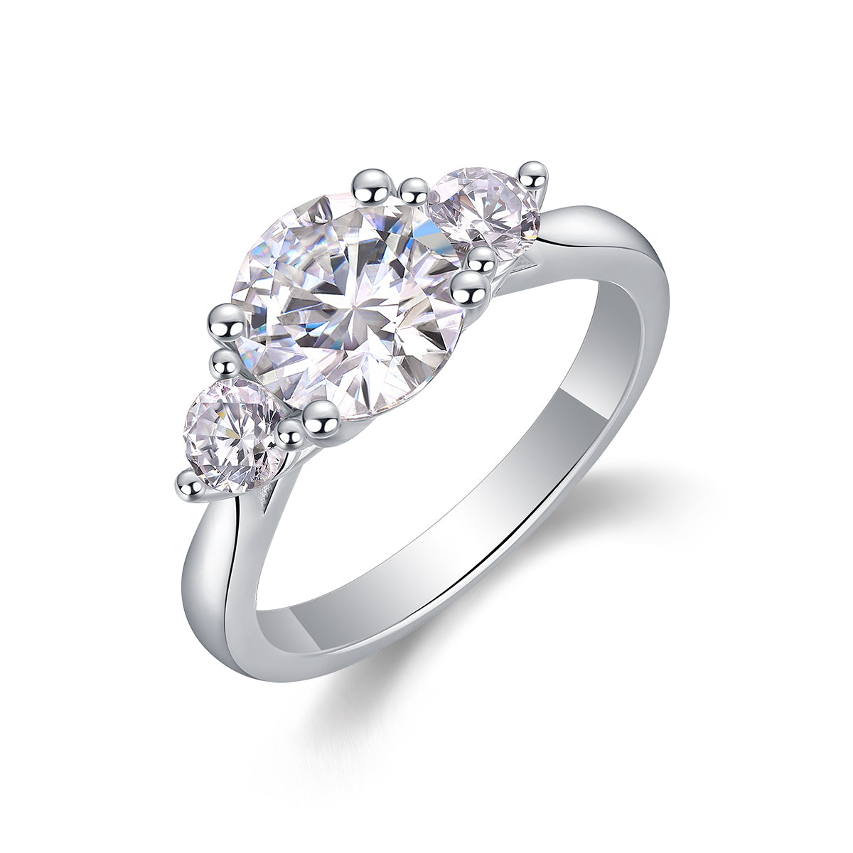 Luxury 2CT Three-Stone Moissanite Ring – S925 Gold Plated