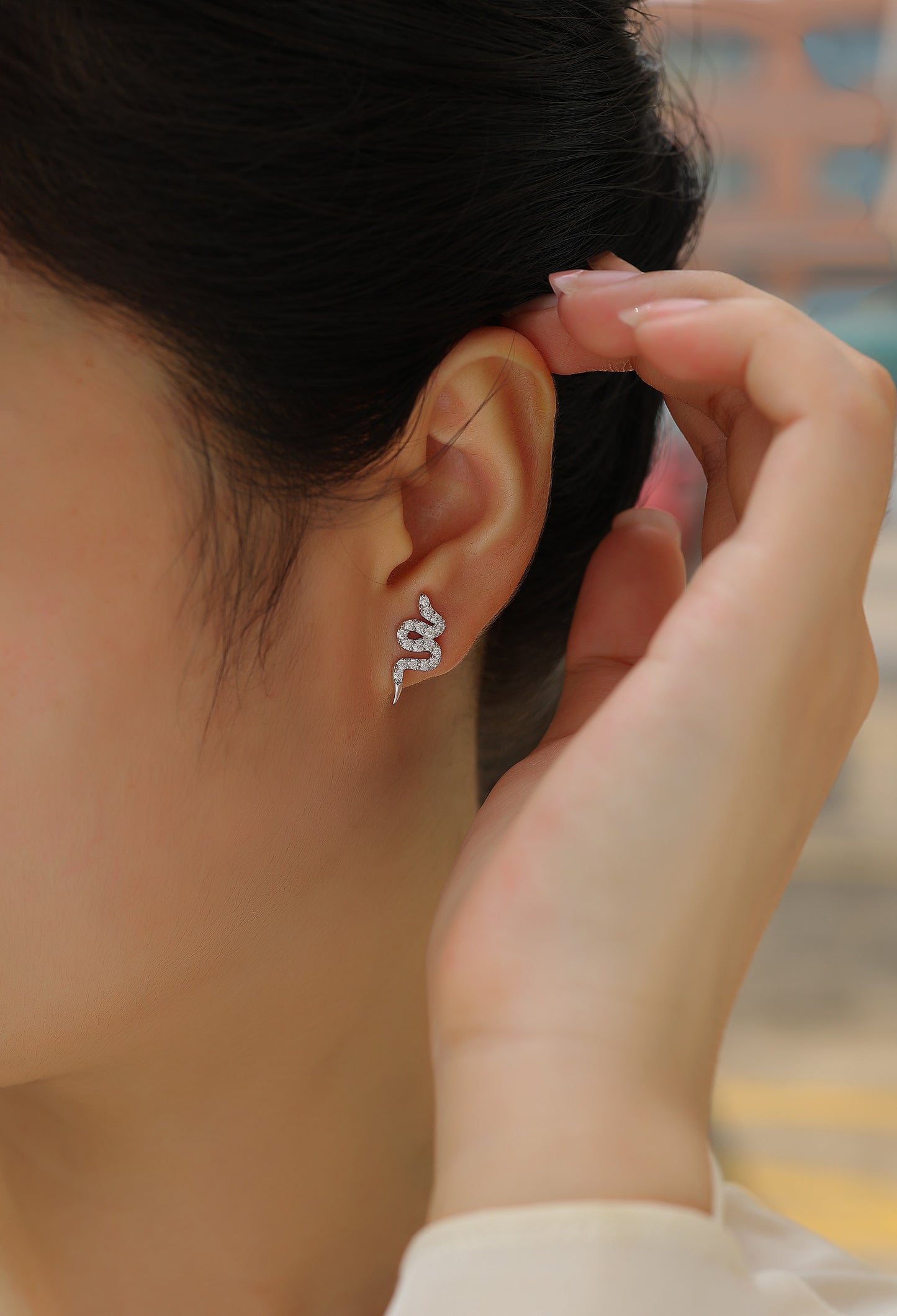 Luxury Snake Moissanite Stud Earrings – S925 Silver