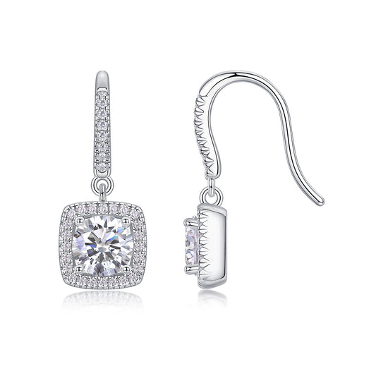 Moissanite Stud Earrings – S925 Silver, Platinum Plated