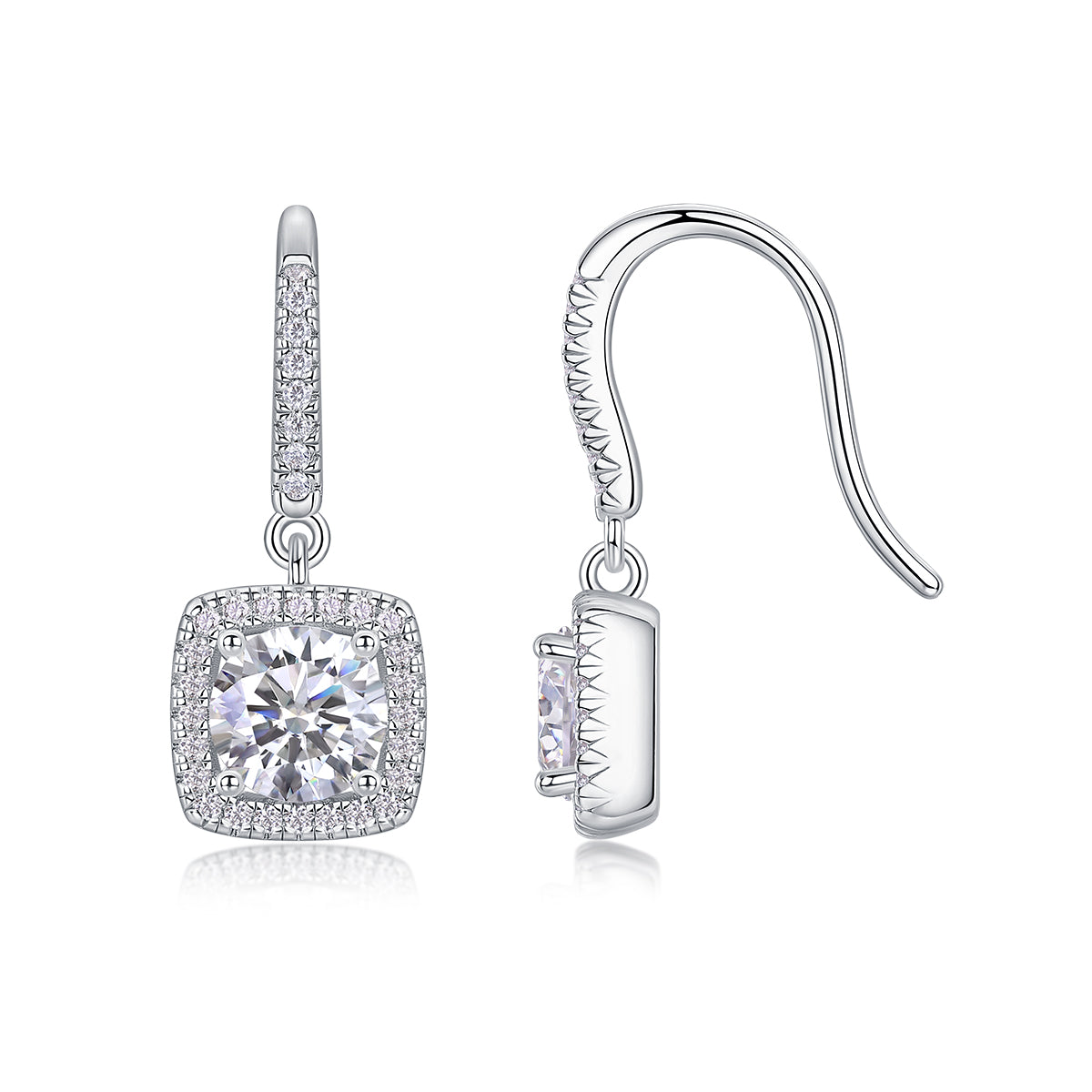 Moissanite Stud Earrings – S925 Silver, Platinum Plated