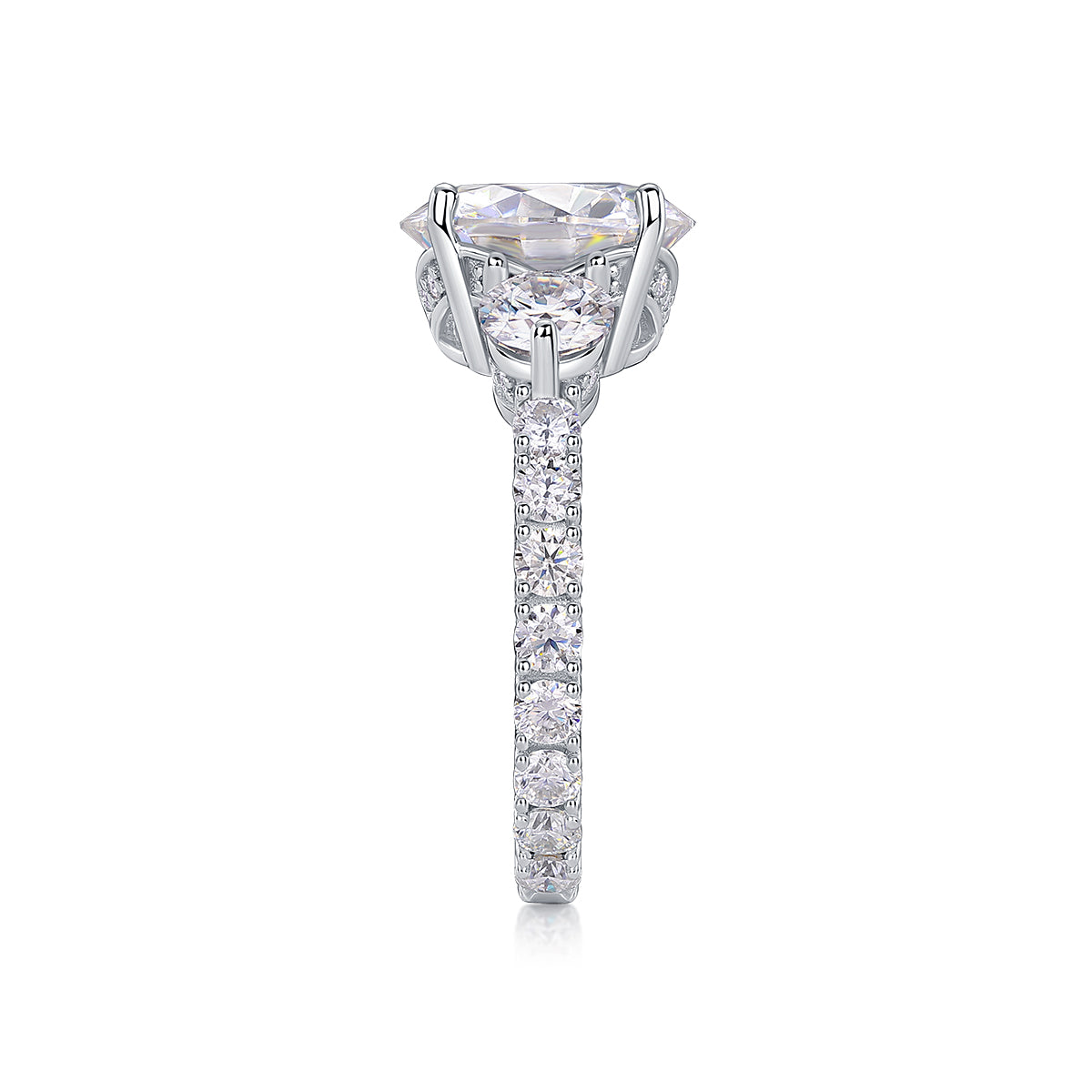 Luxury 5CT Three-Stone Moissanite Ring – S925 Silver