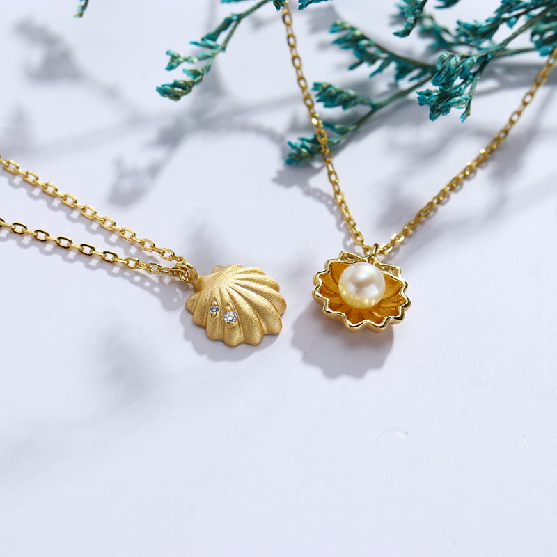 Natural Shell & Freshwater Pearl Frosted Necklace