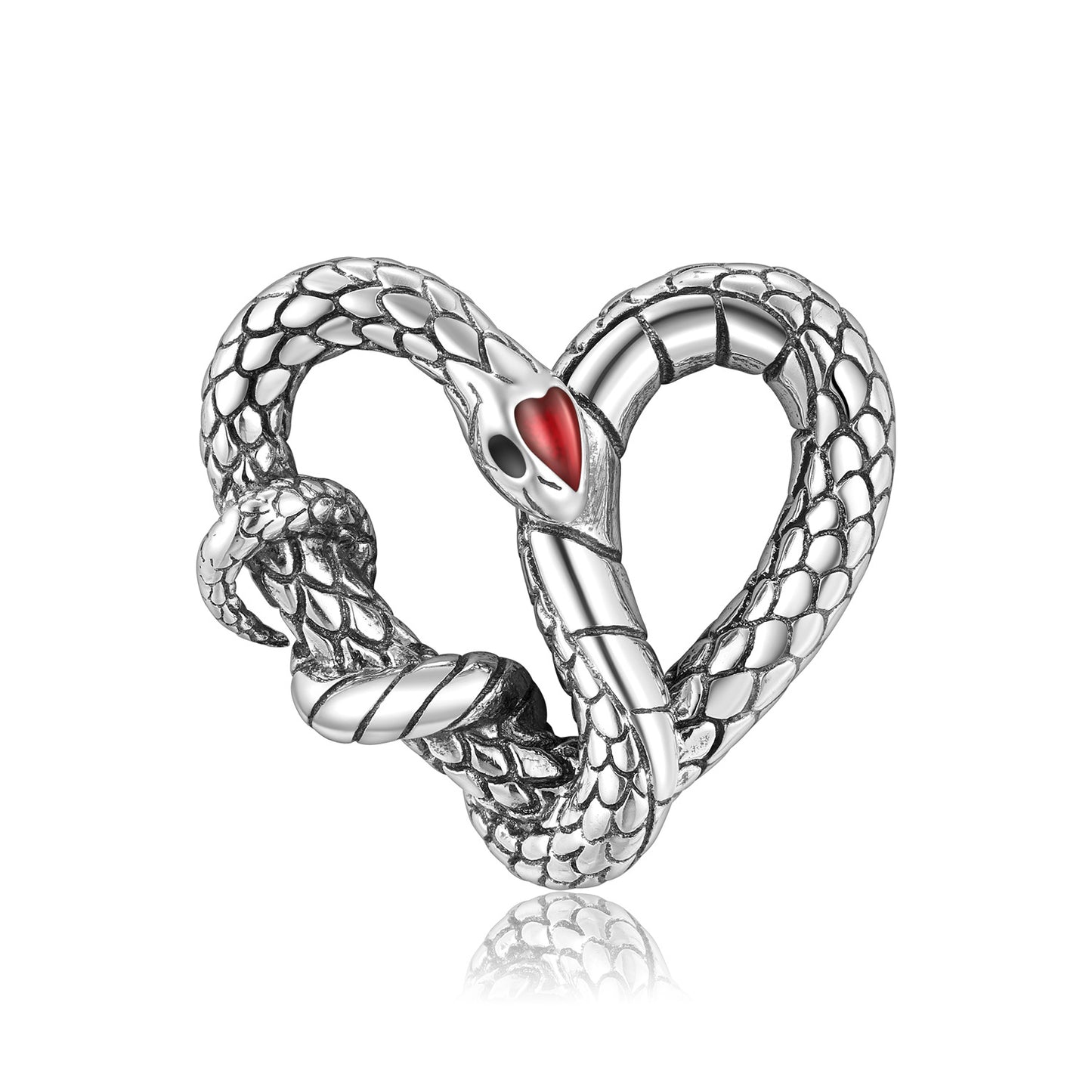 Original Design S925 Silver Electroplating Black Gold Snake Necklace Heart Texture Dark Wind Accessories