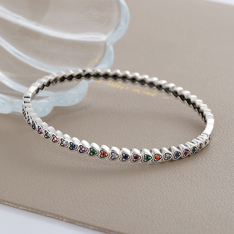 S925 Sterling Silver Love Bracelet for Women – Retro Punk Style