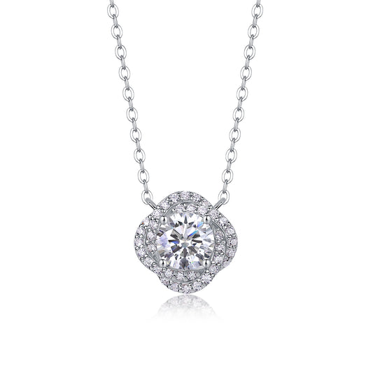 Moissanite Pendant Necklace (S925 Silver, Platinum Plated)