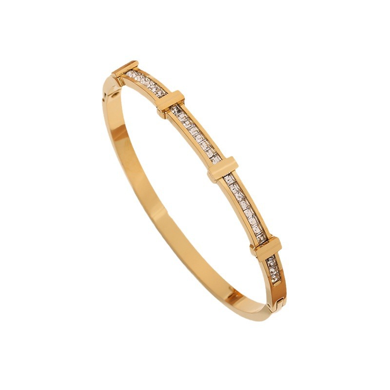Double Layer Rhinestone Open Bracelet for Women