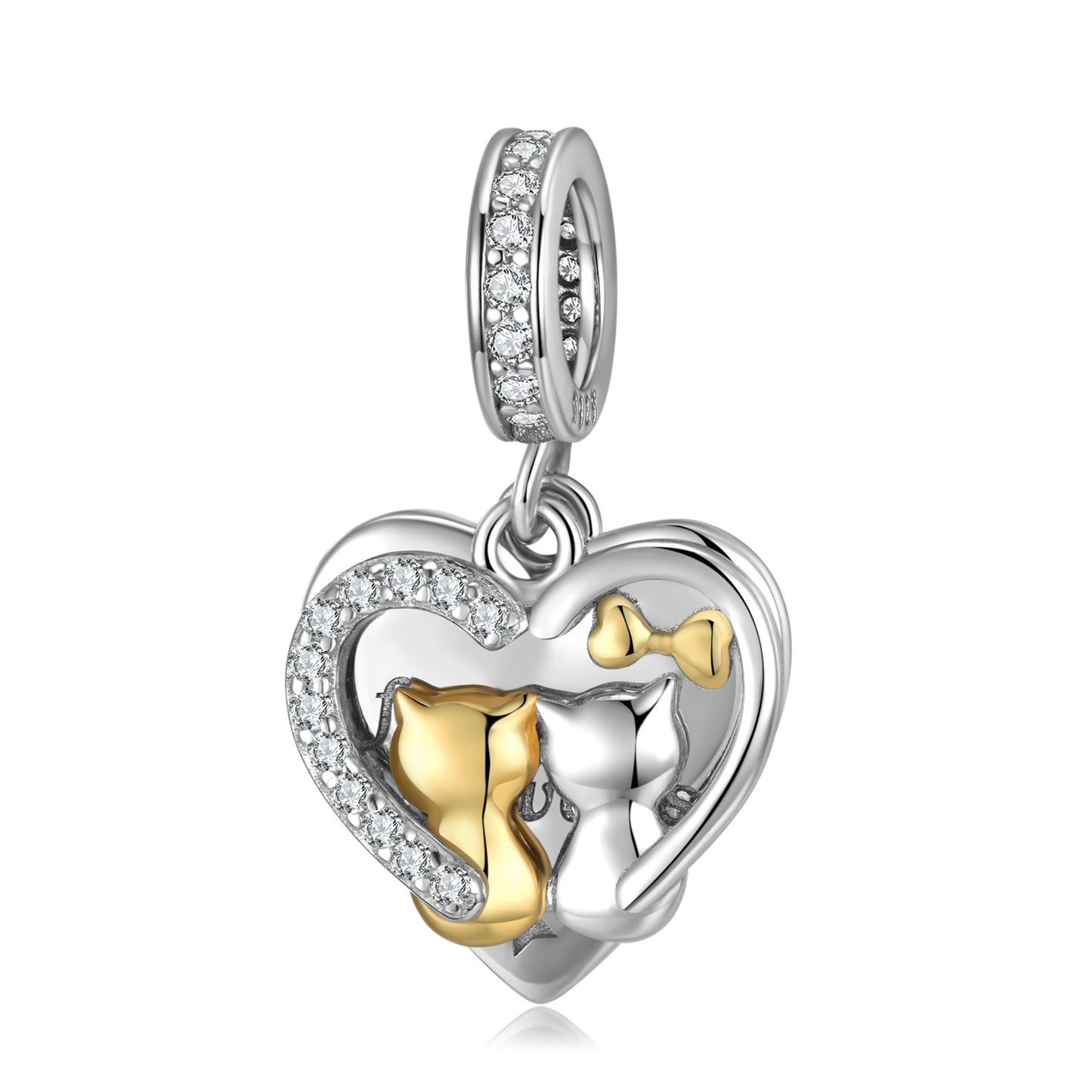 Cat Couple S925 Sterling Silver Valentine's Day Pendant Necklace Bracelet