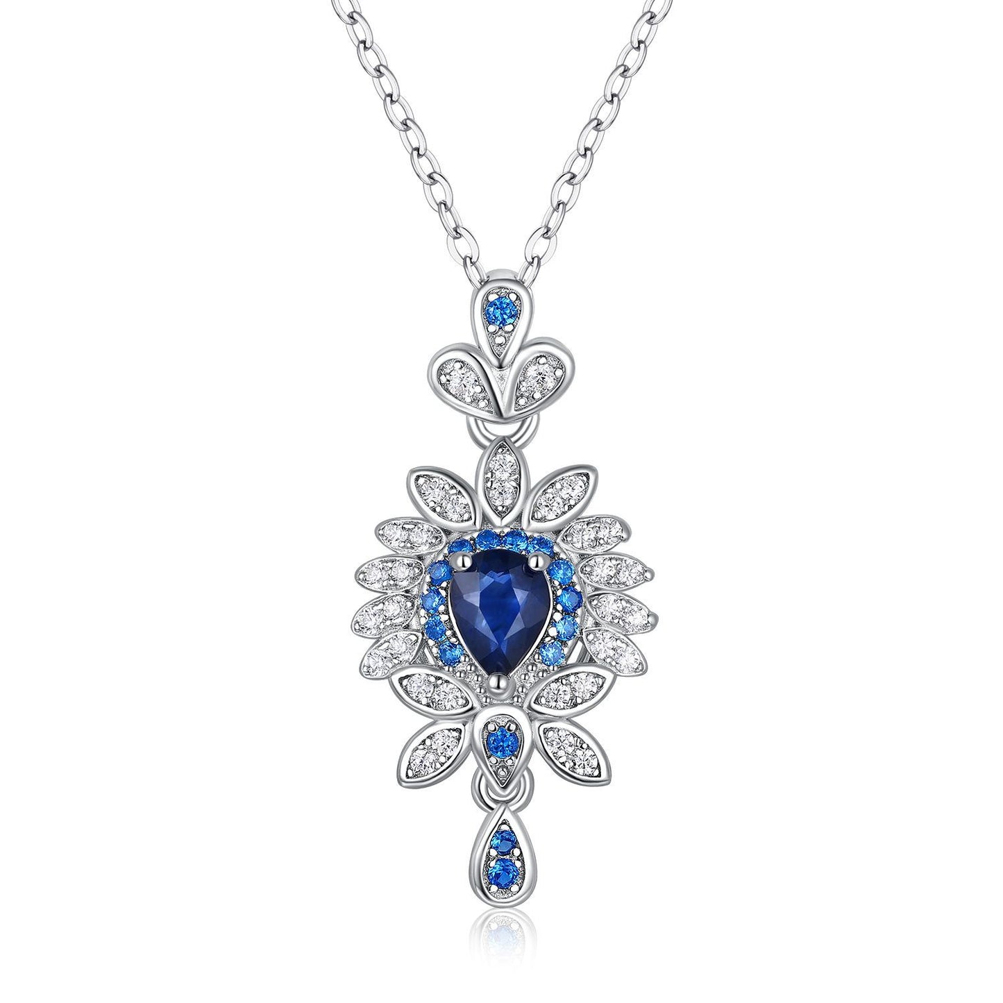 Original Design Natural Sapphire Necklace Female Flower Shaped Small Group Luxury