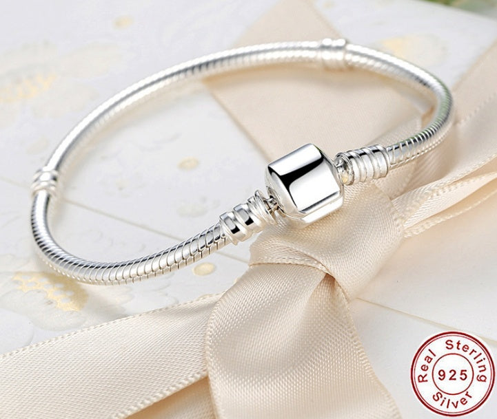 925 sterling silver classic accessories diy chain round snake bone bracelet