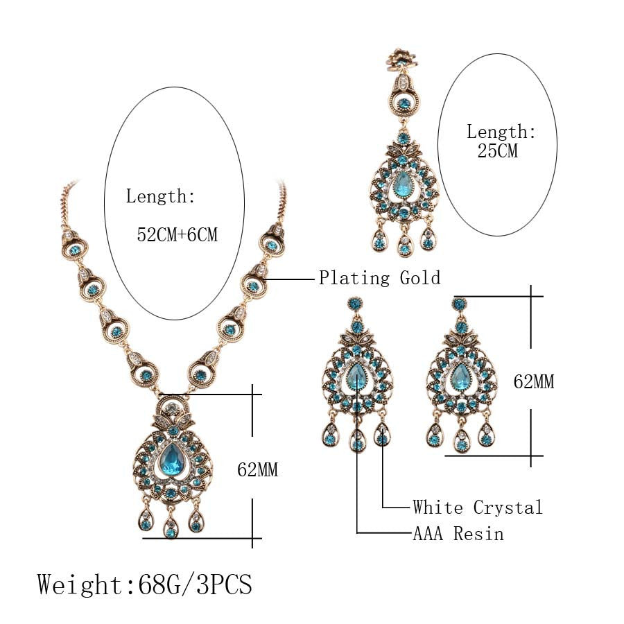 Vintage Indian Necklace & Earrings Jewelry Set